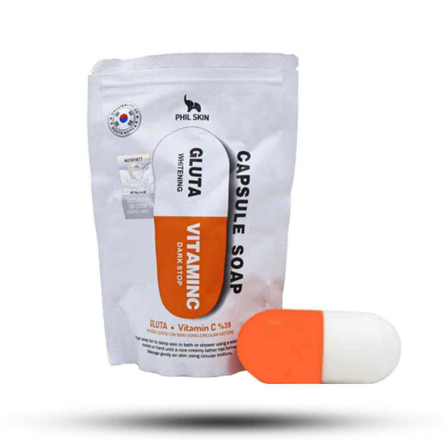 صابون کپسولی روشن کننده فیل اسکین مدل گلوتا و ویتامین سی وزن 120 گرم