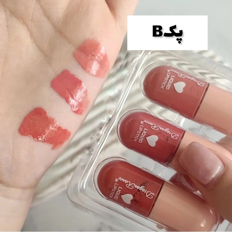 پک رژ لب مایع سه عددی براق شایندار دراگون رانی مدل CHARMING LIP GLOSS