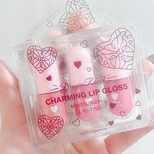 پک رژ لب مایع سه عددی براق شایندار دراگون رانی مدل CHARMING LIP GLOSS