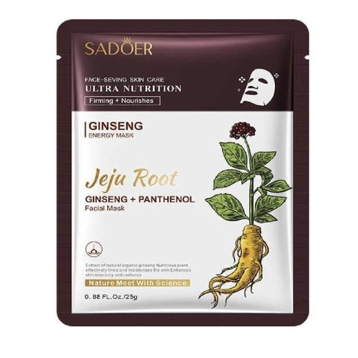 ماسک صورت ورقه ای ضد پیری جنسینگ سادور وزن 25 گرم SADOER