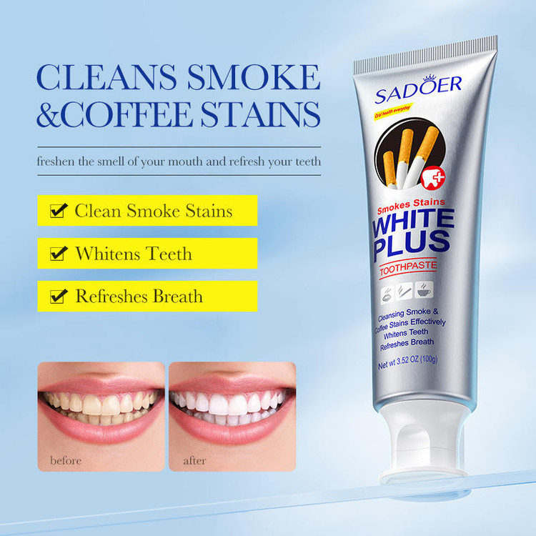 خمیر دندان سفید کننده و جرم گیر سادور مدل WHITE PLUS وزن 100 گرم