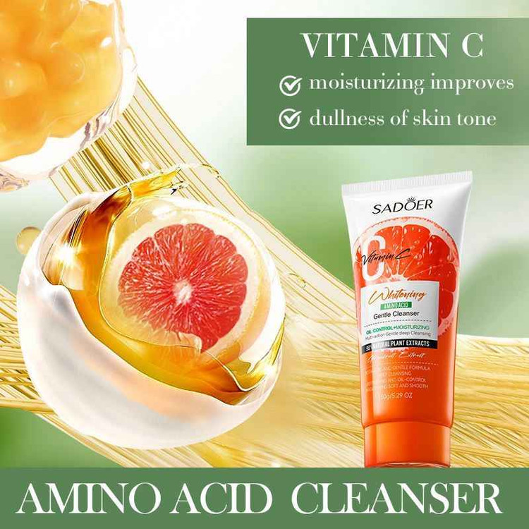 فوم شستشوی صورت روشن کننده سادور مدل گریپ فروت و آمینو اسید وزن 150 گرم SADOER