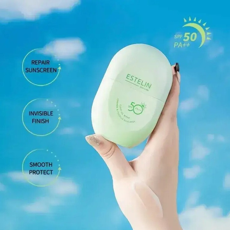 کرم ضد آفتاب ترمیم کننده استلین مدل سرامید و سنتلا وزن 60 گرم SPF50