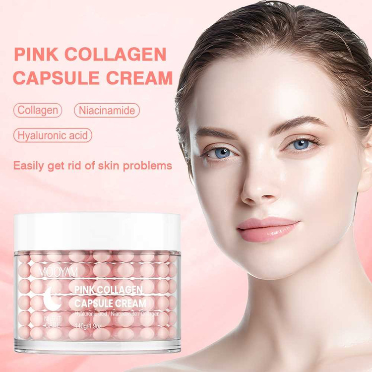 کرم کپسولی ضد چروک مویام مدل PINK COLLAGEN وزن 140 گرم