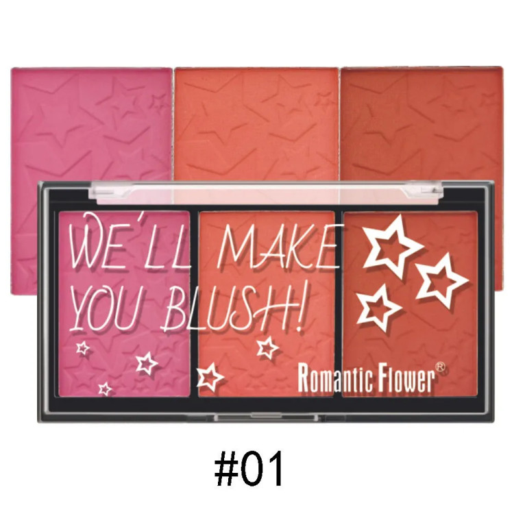 پالت رژگونه 3 تایی رومانتیک فلاور مدل WE'LL MAKE YOU BLUSH