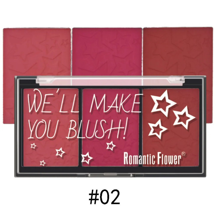 پالت رژگونه 3 تایی رومانتیک فلاور مدل WE'LL MAKE YOU BLUSH