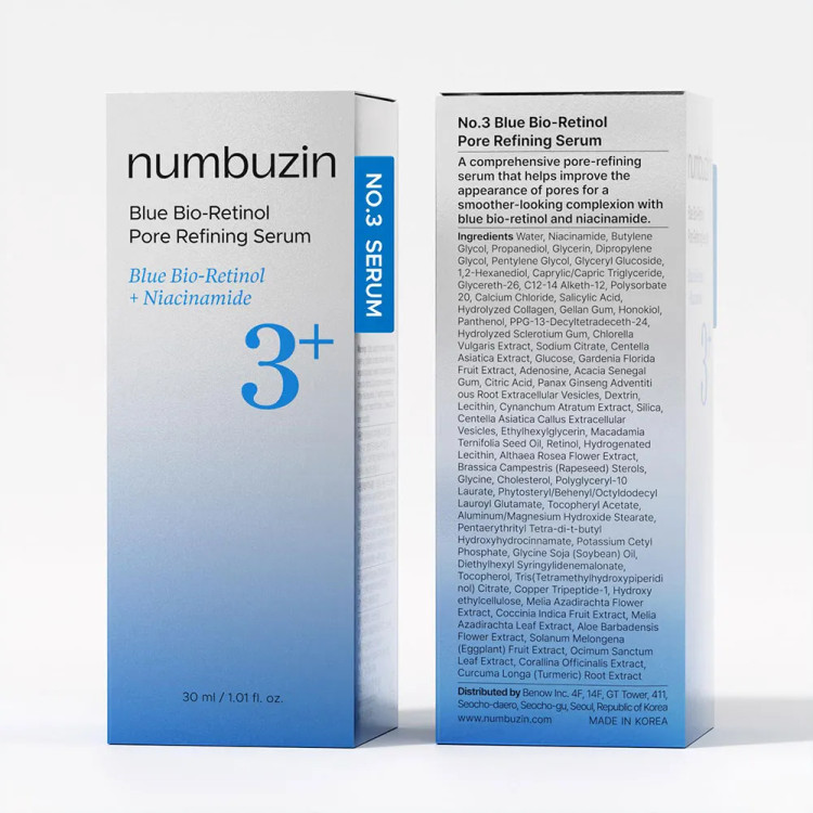 سرم صورت کنترل منافد نامبوزین شماره 3 مدل Blue Bio-Retinol حجم 30 میل