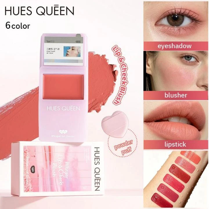 رژگونه موس لب دوکاره هویس کویین HUES QUEEN مدل Mousse Lip & Cheek